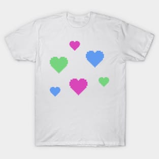 Poly Pride Hearts Pixel Art T-Shirt